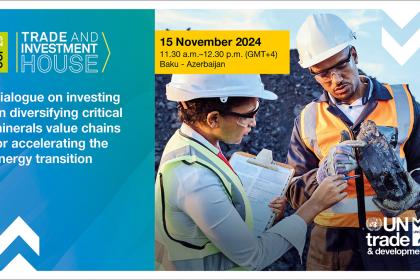 COP29 Trade and Investment House event: Dialogue on investing in diversifying critical minerals value chains for accelerating the energy transition